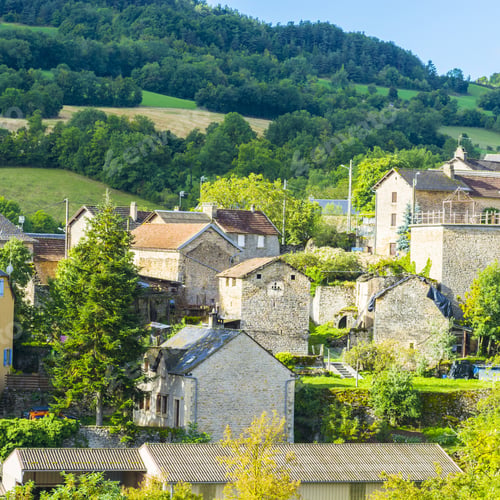 Preview: Landscape With Medieval City Of Auxillac In France.