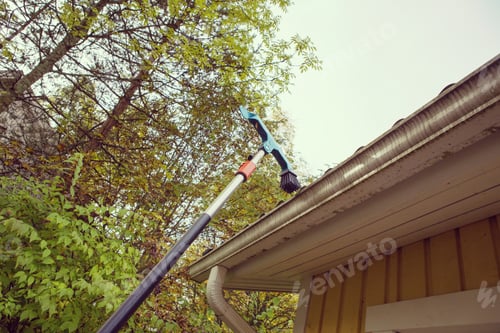 Preview: Clean Up The Rain Water Pipes. It'S A Normal Procedure Every Year On A House During Autumn Time To