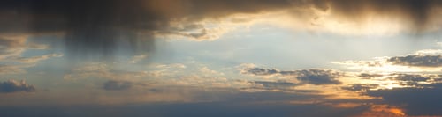 Preview: Evening Sky With Rain Clouds Panorama View. Seven Shots Composite Picture.