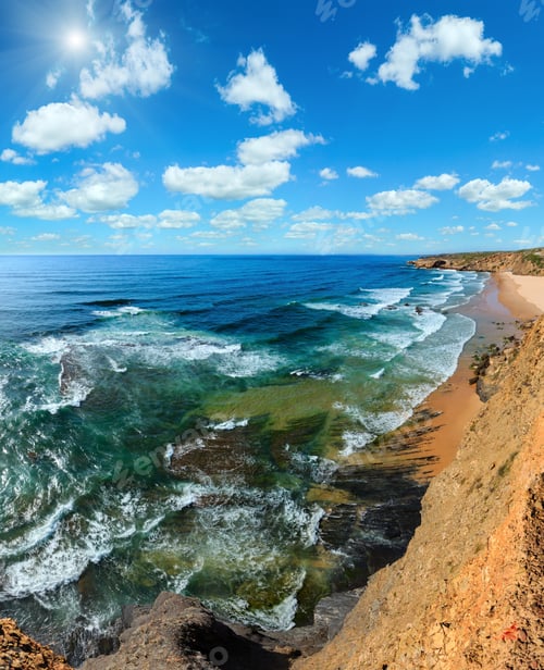 Preview: Summer Atlantic Ocean Coast Landscape And Monte Clerigo Beach (Aljezur, Algarve, Portugal). Deep