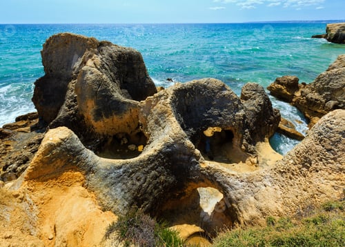 Preview: Summer Atlantic Rocky Coast View (Albufeira Outskirts, Algarve, Portugal).