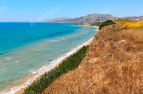 Preview: Paradise Sea Bay With Azure Water And Beach. View From Coastline, Torre Di Gaffe, Agrigento