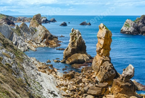 Preview: Arnia Beach (Spain) Atlantic Ocean Coastline Landscape.