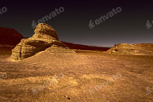 Preview: Rocky Hills Of The Negev Desert In Israel At Sunset. Wind Carved Rock Formations In The Southern