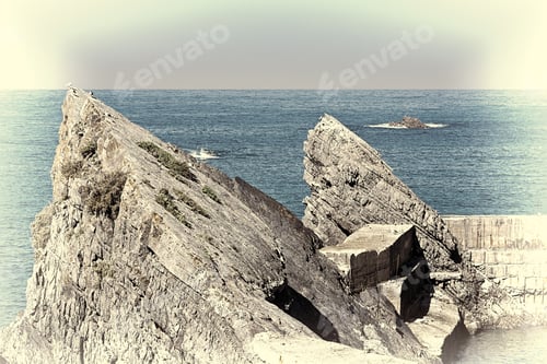 Preview: Fishing Schooner Entering The Quiet Harbor On The Atlantic Coast Of Portugal, Stylized Photo
