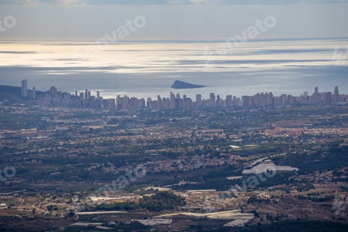 Preview: View Form Casas De Bernia At Sierra De Bernia Mountain Range Near Benidorm, Spain