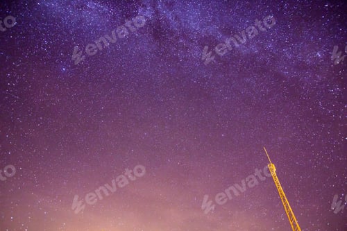 Preview: Communications Tower And Stars Nightscape In Valbona Spain