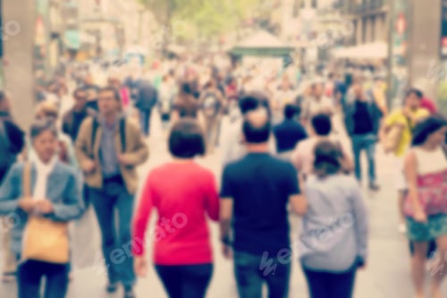 Preview: Rush Hour In The Streets. Crowded. Blurry Image Of People Walking In The Streets. Image Has A