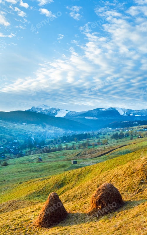 Preview: Misty Early Daybreak In Autumn Carpathian Mountain, Ukraine (Petros Mount In Far)