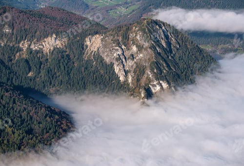 Preview: Autumn Alps Mountain Misty Morning View From Jenner Viewing Platform, Schonau Am Konigssee