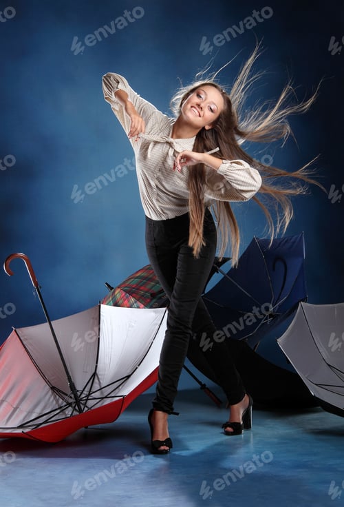 Preview: Portrait Of A Girl With Wind In Her Hair