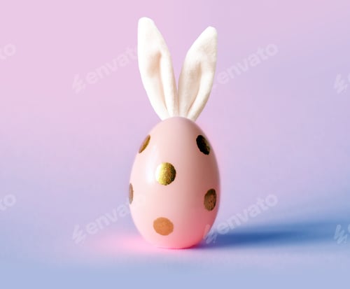 Preview: Easter Egg With Bunny Ears Minimal Concept.