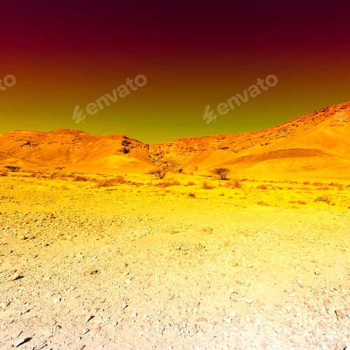 Vista previa: Raging Colors Of The Rocky Hills Of The Negev Desert In Israel. Breathtaking Landscape And Nature