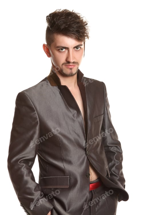 Preview: Portrait Of A Young Male. Fashionable Haircut, Stylish Hairstyle. Male Confidence