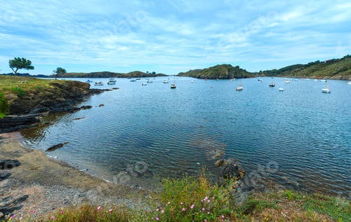 Preview: Bay Cala De Portlligat Summer Coast View With Boats (Cadaques, Girona, Spain).
