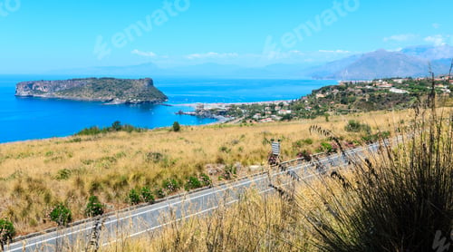 Preview: Beautiful Calabrian Tyrrhenian Sea Coastline Landscape And Small Rocky Island Isola Di Dino, Praia