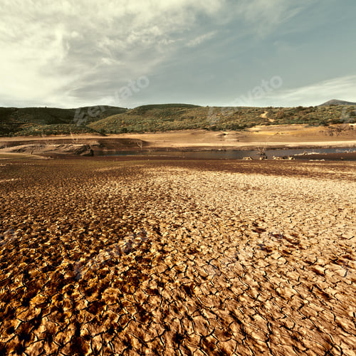 Preview: River In The Dry Valley Of Cantabrian Mountain, Spain, Vintage Style Toned Picture