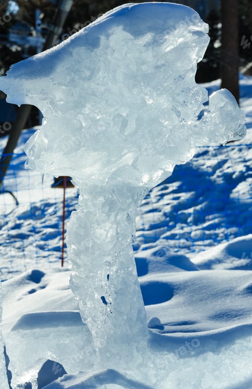 Preview: The Melting Of The Ice Figure Close-Up On Hill.