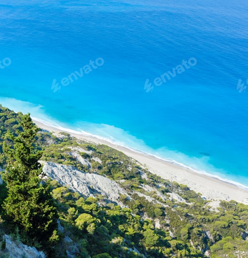 Preview: Beautiful Summer Lefkada Coast Beach (Greece, Ionian Sea) View From Up