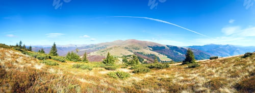 Preview: Autumn Misty Morning Mountain Panorama (Carpathian Mt'S, Ukraine). Five Shots Stitch Image.
