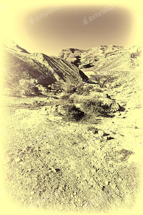 Preview: Rocky Hills Of The Negev Desert In Israel. Wind Carved Rock Formations In The Southern Israel