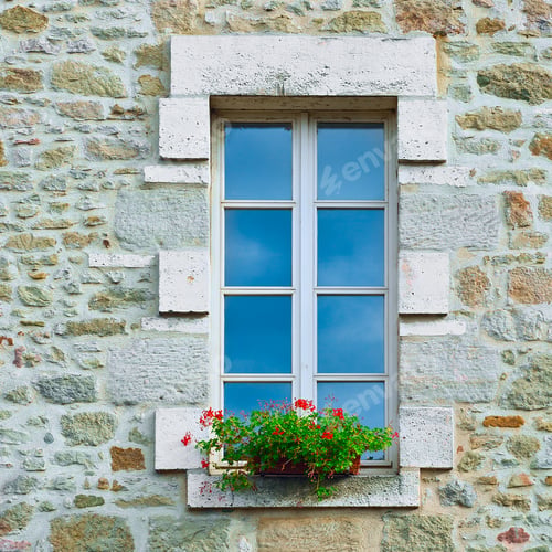 Preview: Window On The Facade Of French Stone House, Instagram Effect