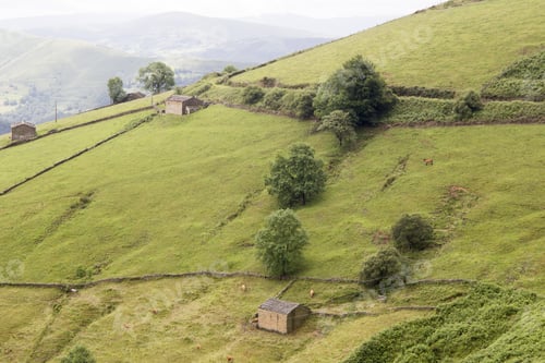 Preview: Valles Pasiegos Cantabria Landscape Wiht Green Field Spain