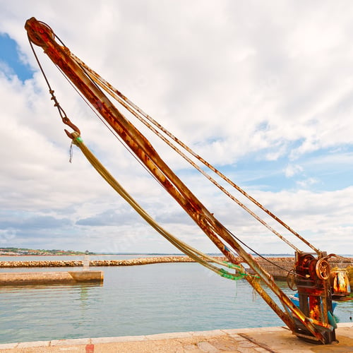Preview: Rusty Mechanism For Launching Boats Into The Water In A Harbor On The Atlantic Coast Of Portugal