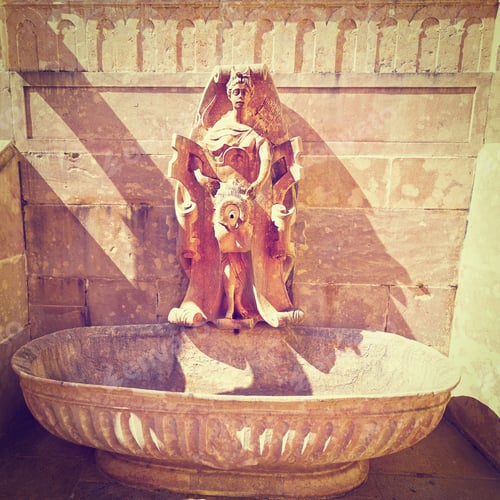 Preview: Drinking Fountain In Portugal City Of Sintra, Instagram Effect