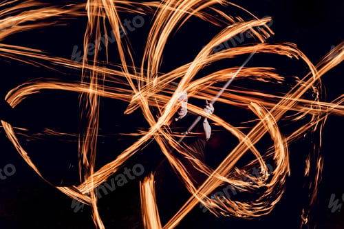 Preview: Fire Show. Fire Performance At The Night. Background