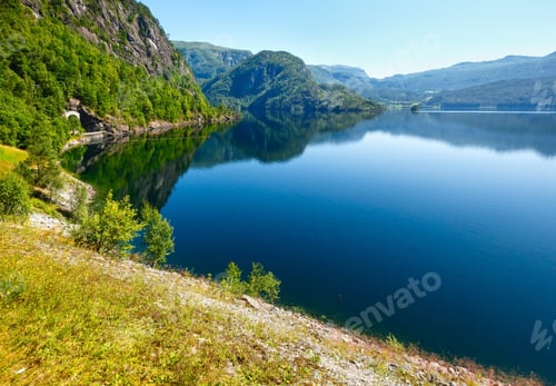 Preview: Summer Mountain Lake Suldalsvatn (Or Suldalsvatnet) Landscape (Suldal, Norway)