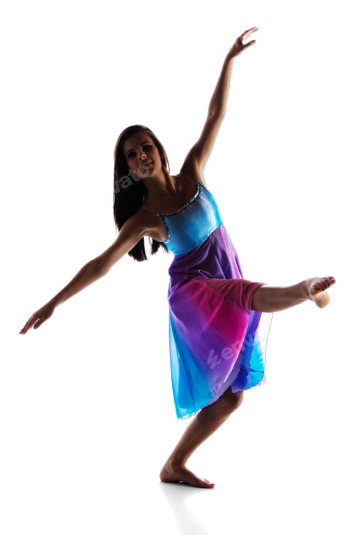 Preview: Silhouette Of A Beautiful Female Modern Jazz Contemporary Style Dancer Isolated On A White