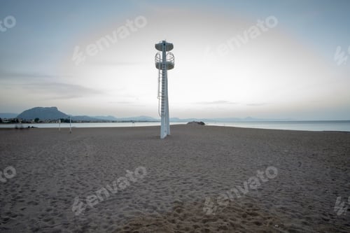 Preview: Sunset Beach In Denia Alicante Spain Watch Tower