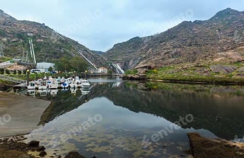 Preview: Mountain Cascade Ezaro Or Jallas Waterfall Summer View (Dumbria, Galicia, Spain).