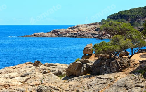 Preview: Mediterranean Sea Rocky Coast Summer View (Near Tamariu Bay, Costa Brava, Catalonia, Spain.