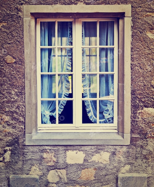 Preview: Simple Window With Blue Curtain, Switzerland, Instagram Effect