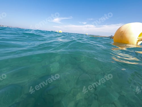Preview: Underwater Image Benissa Coast With Yellow Buoys Alicante Province Spain Mediterranean Sea