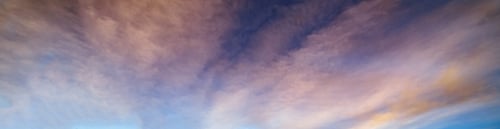 Preview: Summer Sunset Dranatic Sky Panorama With Fleese Clouds. Summer Evening Sky And Weather Concept