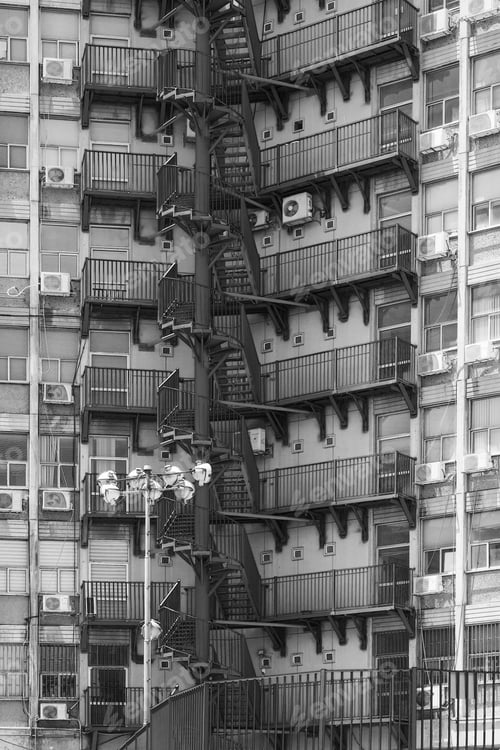 Preview: Facade Of Dwelling House With Harmonic Windows In A Row. Windows And Balconies Of A Multiroom