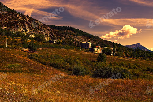 Preview: The Small Village High Up In The French Alps At Sunset