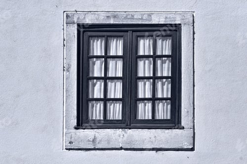 Preview: Window In The Wall Of Portuguese Home, Retro Image Filtered Style