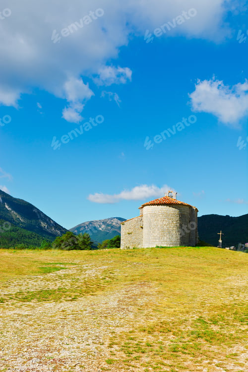 Preview: The Church Surrounded By Fields In The French Alps