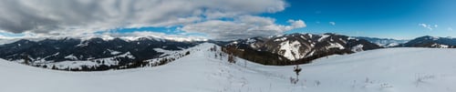Preview: Morning Winter Snow Covered Scenery Picturesque Alp Mountain Ridge (Ukraine, Carpathian Mountains