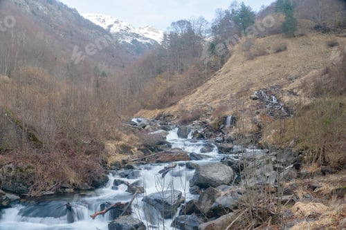Preview: View Of The Meadows From Sauth Deth Pish Waterfall In Aran Valley, Lleida, Pyrenees, Catalonia Spain