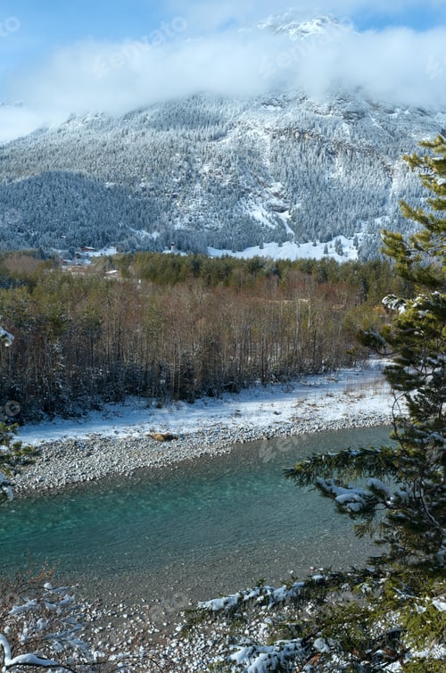 Preview: Winter Landscape With Mountain And River (Austria, Tirol)