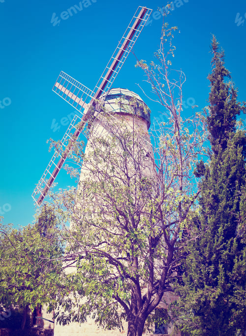 Preview: Montefiore Windmill In Jerusalem, Israel, Instagram Effect