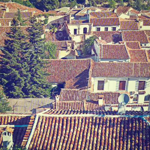 Preview: Bird'S Eye View On The Red Tiles Of The Spanish Town, Instagram Effect