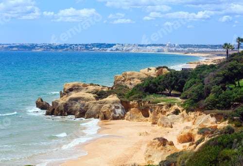 Preview: Rocks On Summer Sandy Albufeira Beach (Algarve, Portugal).