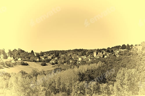 Preview: Black Tiles Of Roof In The French Town, Stylized Photo