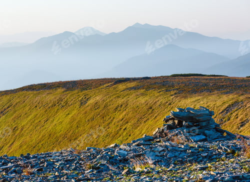 Preview: Summer Morning Carpathian Mountain Top View From Stony Summit Of Ihrovets Mount (Gorgany, Ukraine).